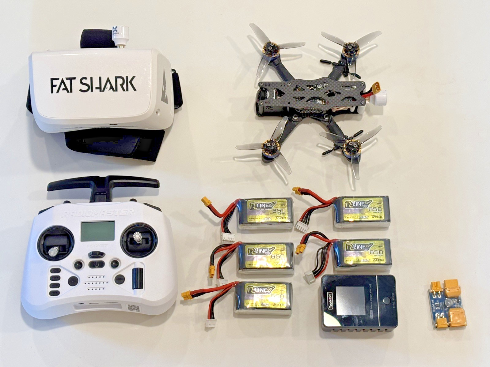 Complete FPV Drone Setup — Self-Built 3" 4S Freestyle Quad w/ Controller, Goggle
