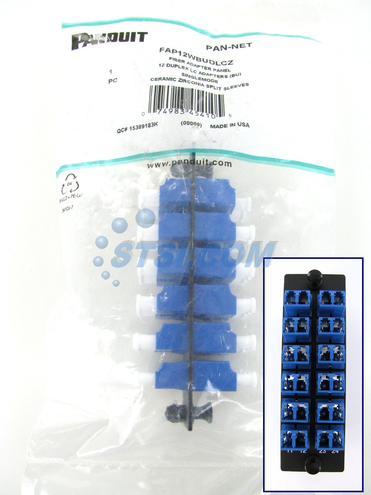 Panduit FAP12WBUDLCZ Fiber Panel w/12 LC Duplex Singlemode Adapters Blue ~STSI