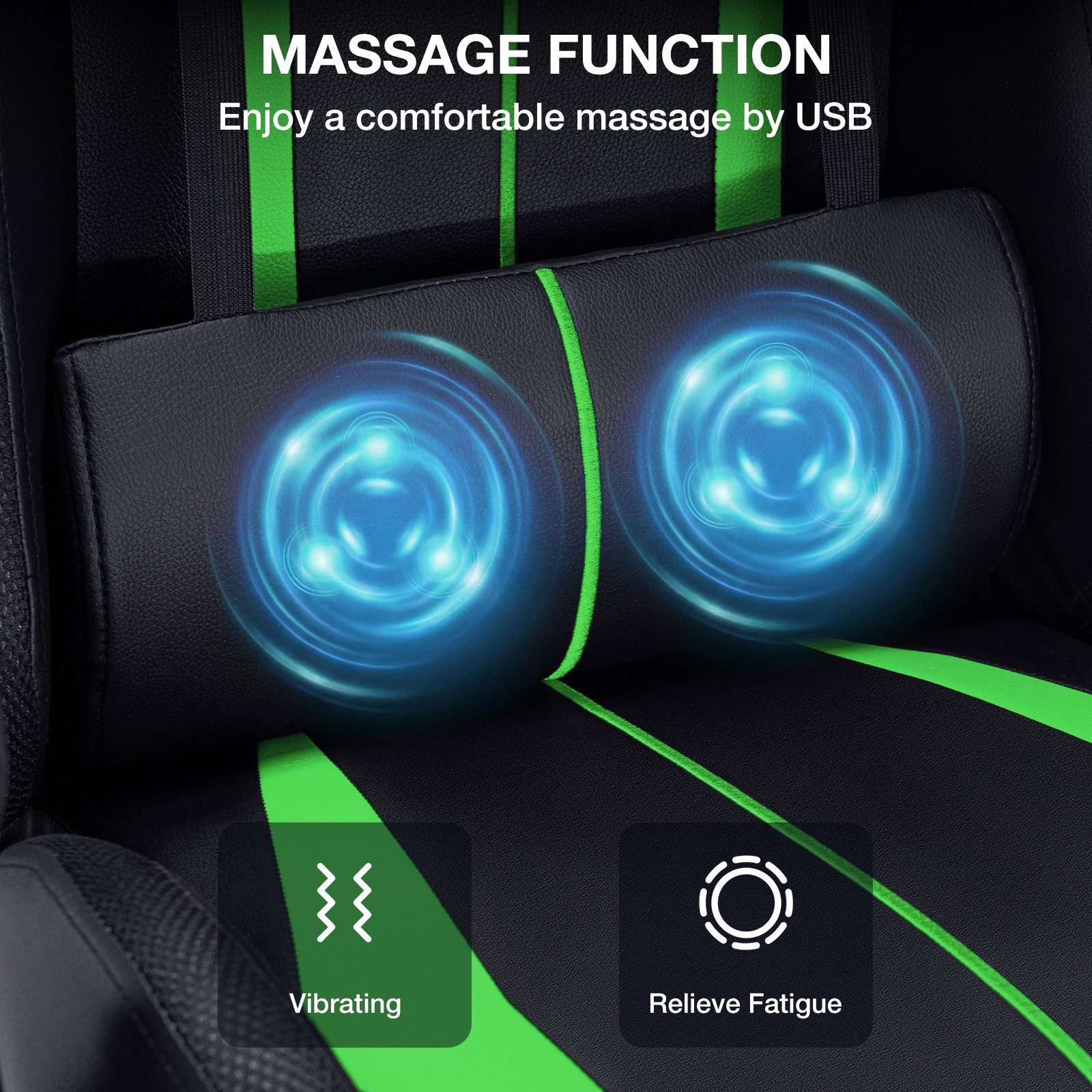 RGB Gaming Chair W/ Bluetooth Speakers Massage Ergonomic High Back W/Footrest US