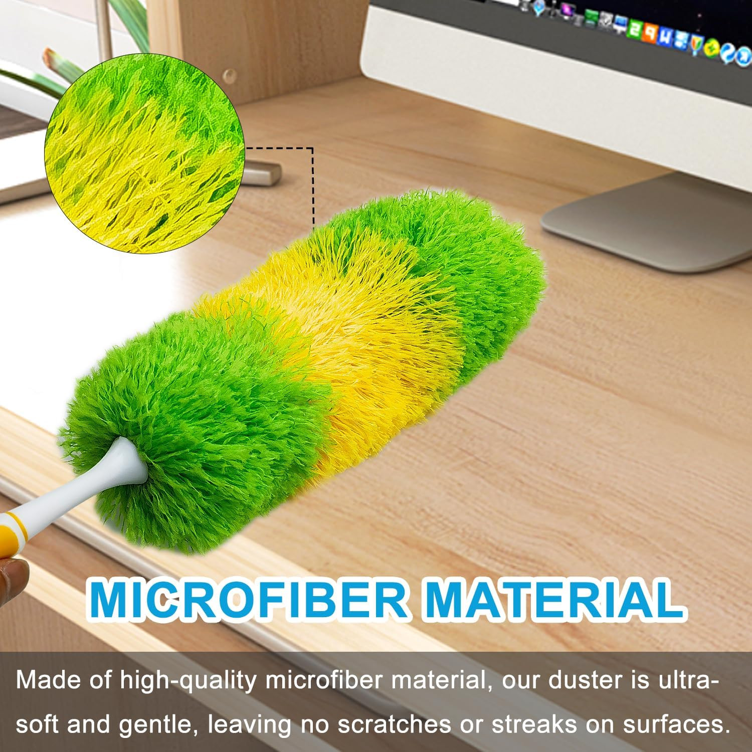 2 Pack 20-inch Microfiber Dusting Dusters with Non-Slip Handles and Bendable Mic