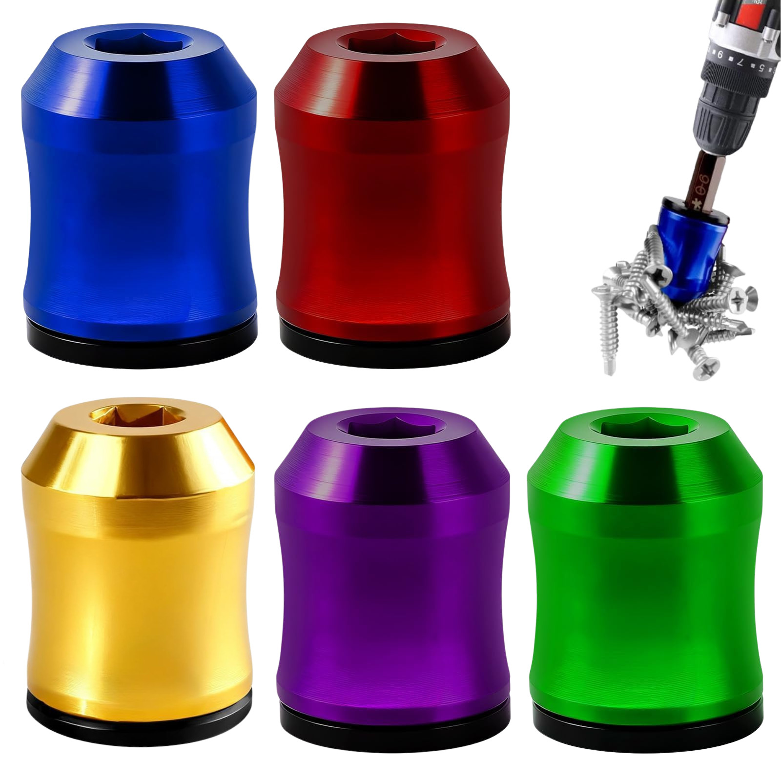 5PCS Magnetic Screw Holder Rings for Hex Screwdriver Bits & Drills