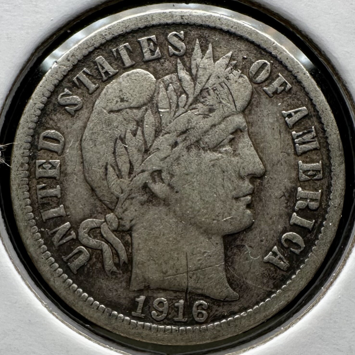 1916 (P) Barber Dime - Full LIBERTY - Very Fine Details - Free Shipping!