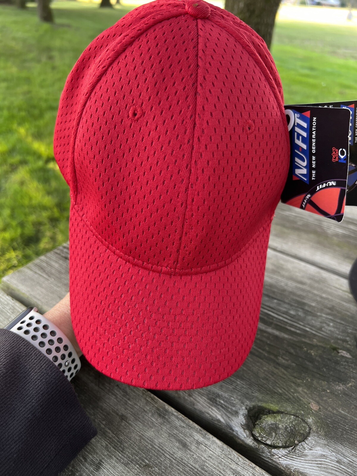 NuFit by KC Caps Evolutionary-Fitted Caps Red Mesh Fabric L/XL No Logo NOSWT