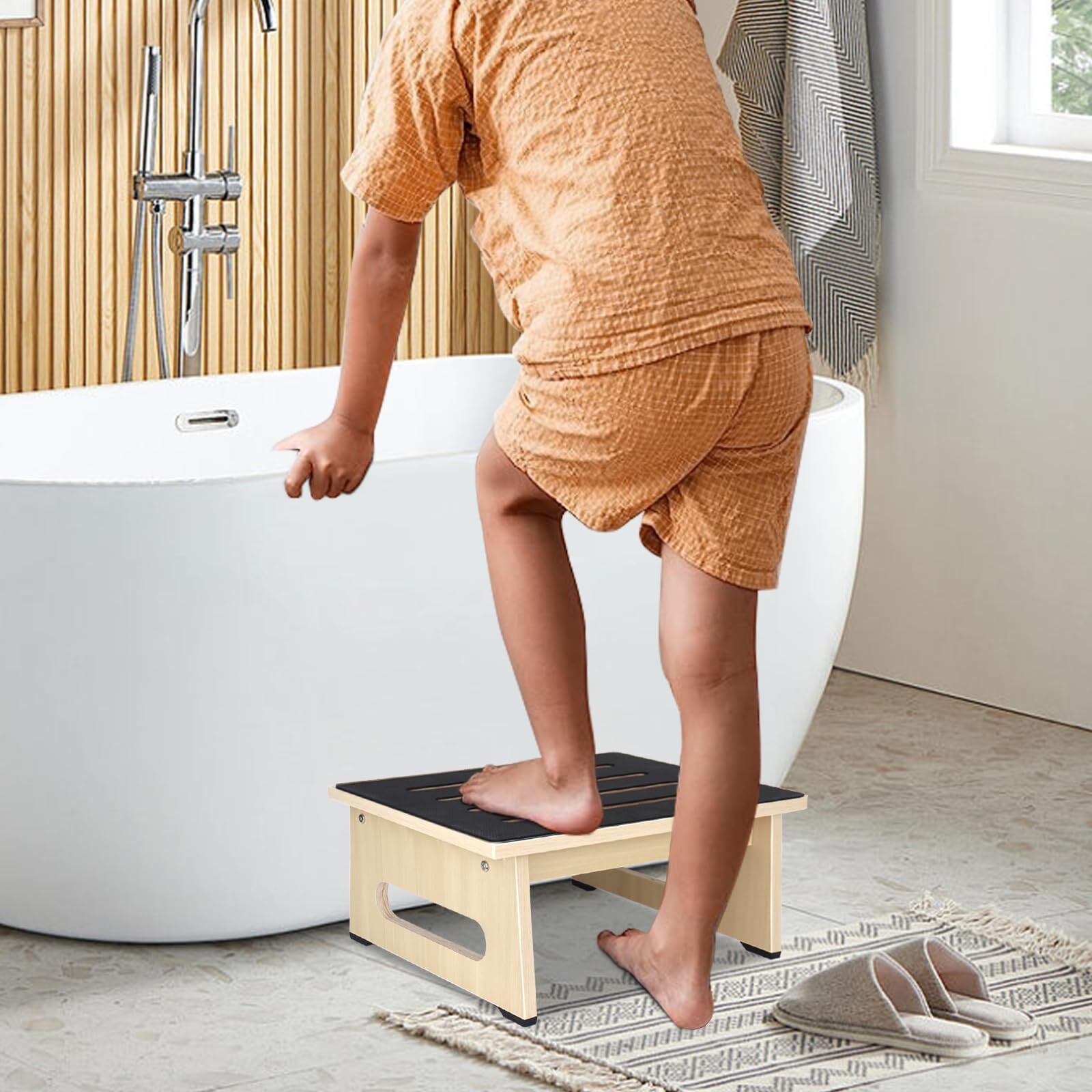 One Step Stool for Adults Kids with Non-Slip Rubber Stepping Feet Heavy Duty ...