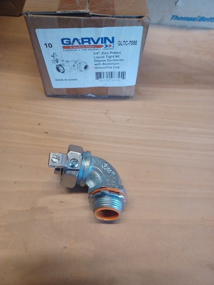 NEW (Lot of 10)  3/4" SEALTITE 90DEG Connector With GROUNDING LUG