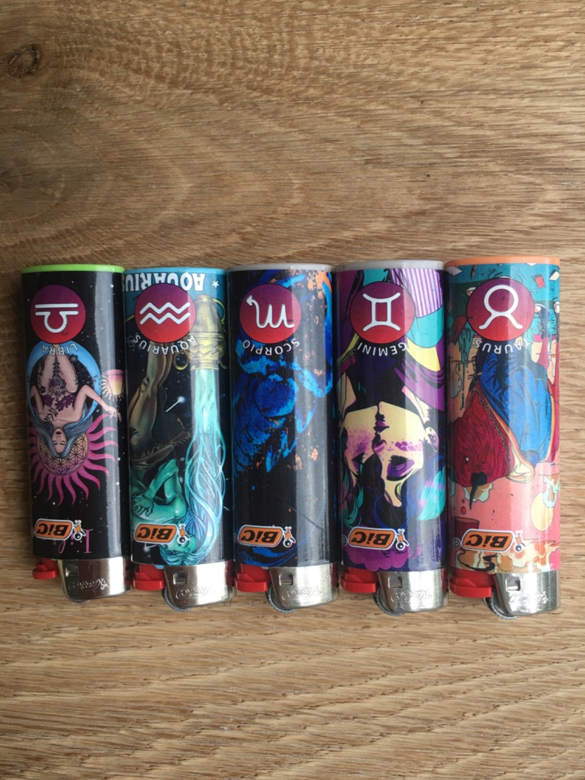 5 PC BIC Standard Regular Sized Premium Vinyl Wrapped Zodiac Set