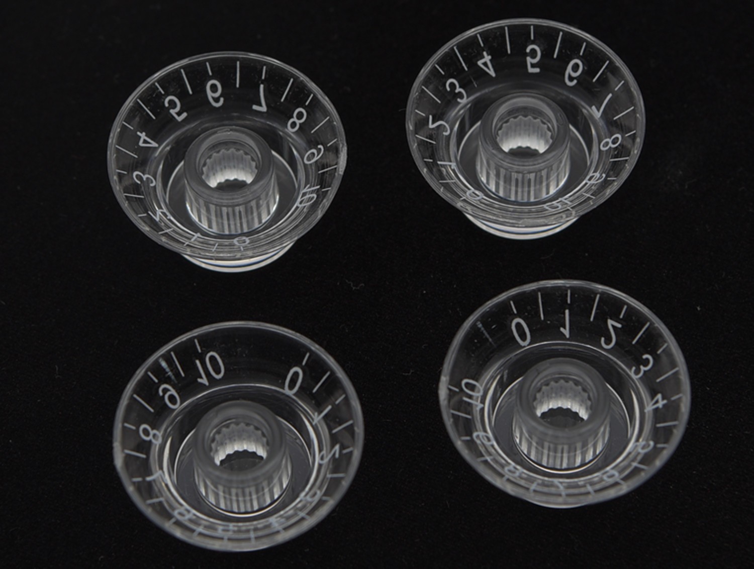 Clear/Transparent LP Bell Knobs Top Hat Knob White Number fits Epiphone Les Paul