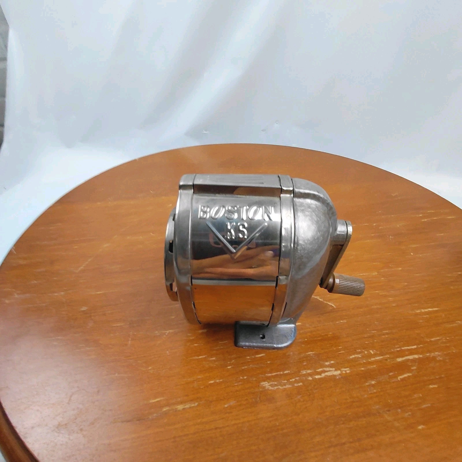 Vintage BOSTON Model KS Manual Pencil Sharpener Revolving 8 Hole Steel USA