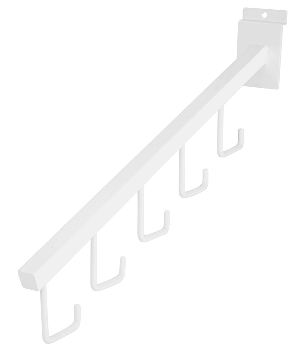 SSWBasics White 5-J-Hook Waterfall for Slatwall - Pack of 10