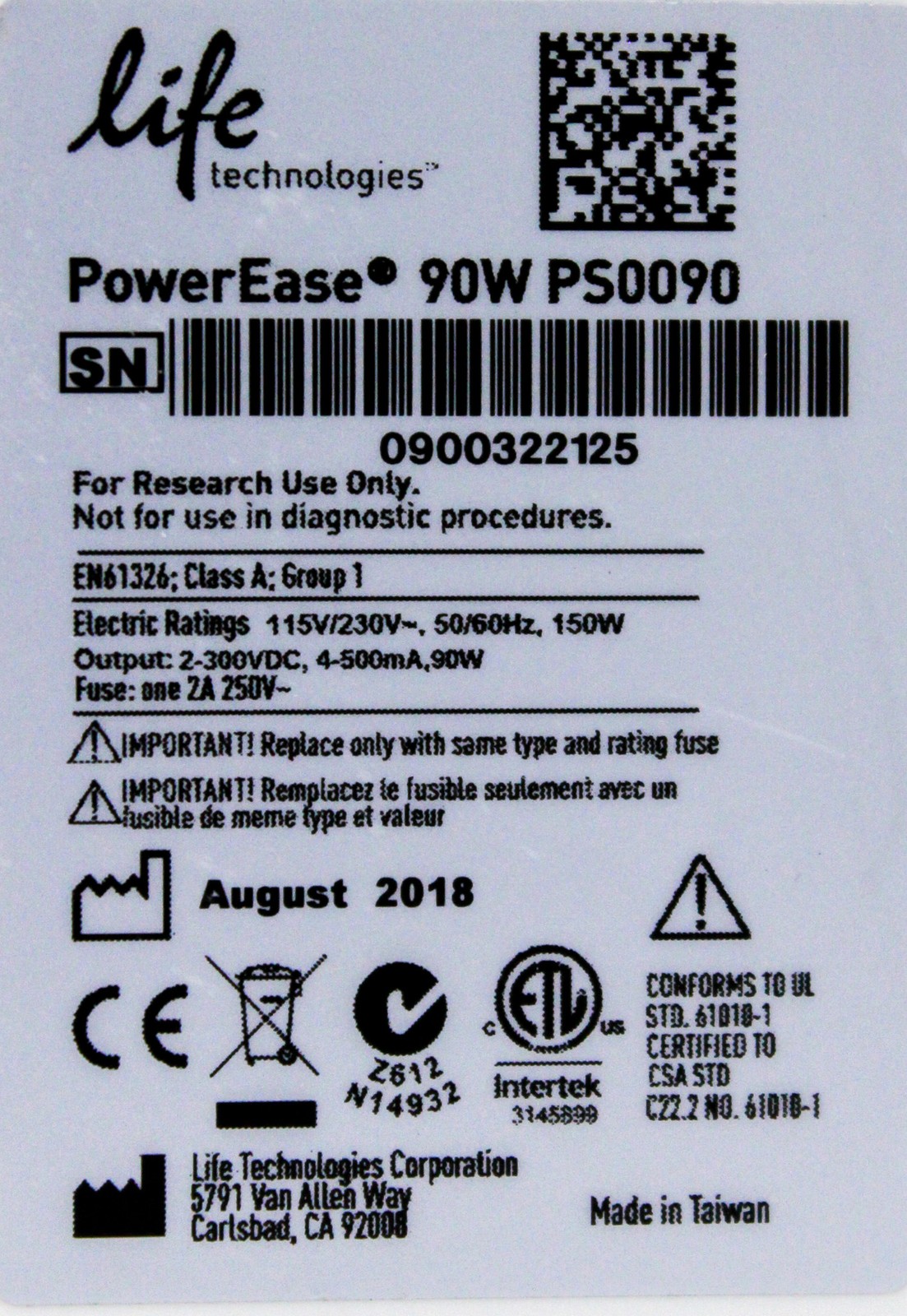 Life Technologies PS0090 Power Ease 90W Microprocessor-Controlled P (3375965)
