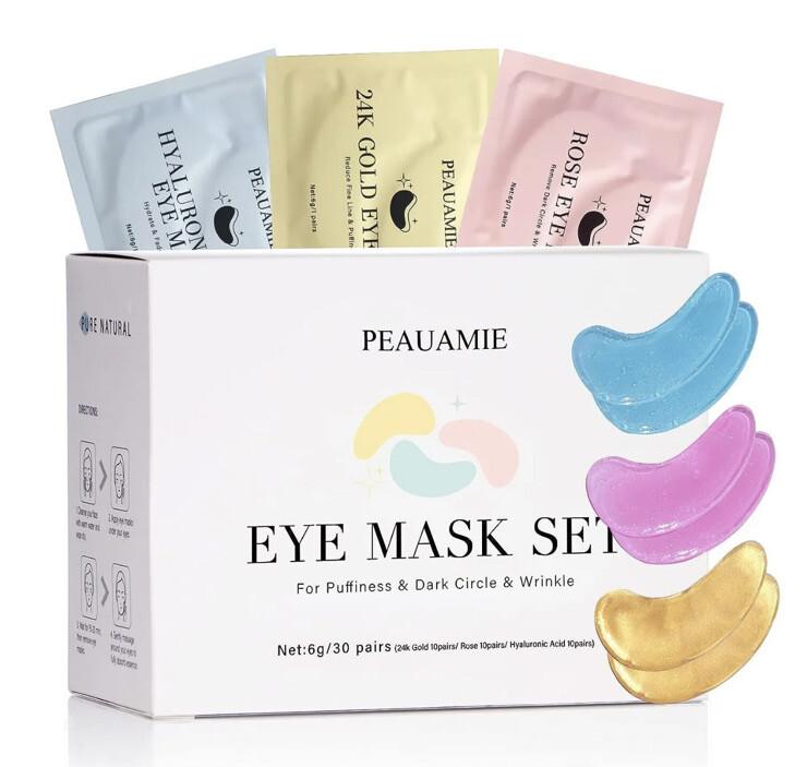 Under Eye Patches (30 Pairs) Gold Eye Mask and Hyaluronic Acid Eye Patc