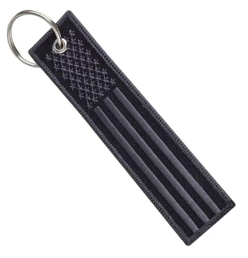 Black US USA American Flag Stars Stripes No Quarter Given Patriot Key Tag