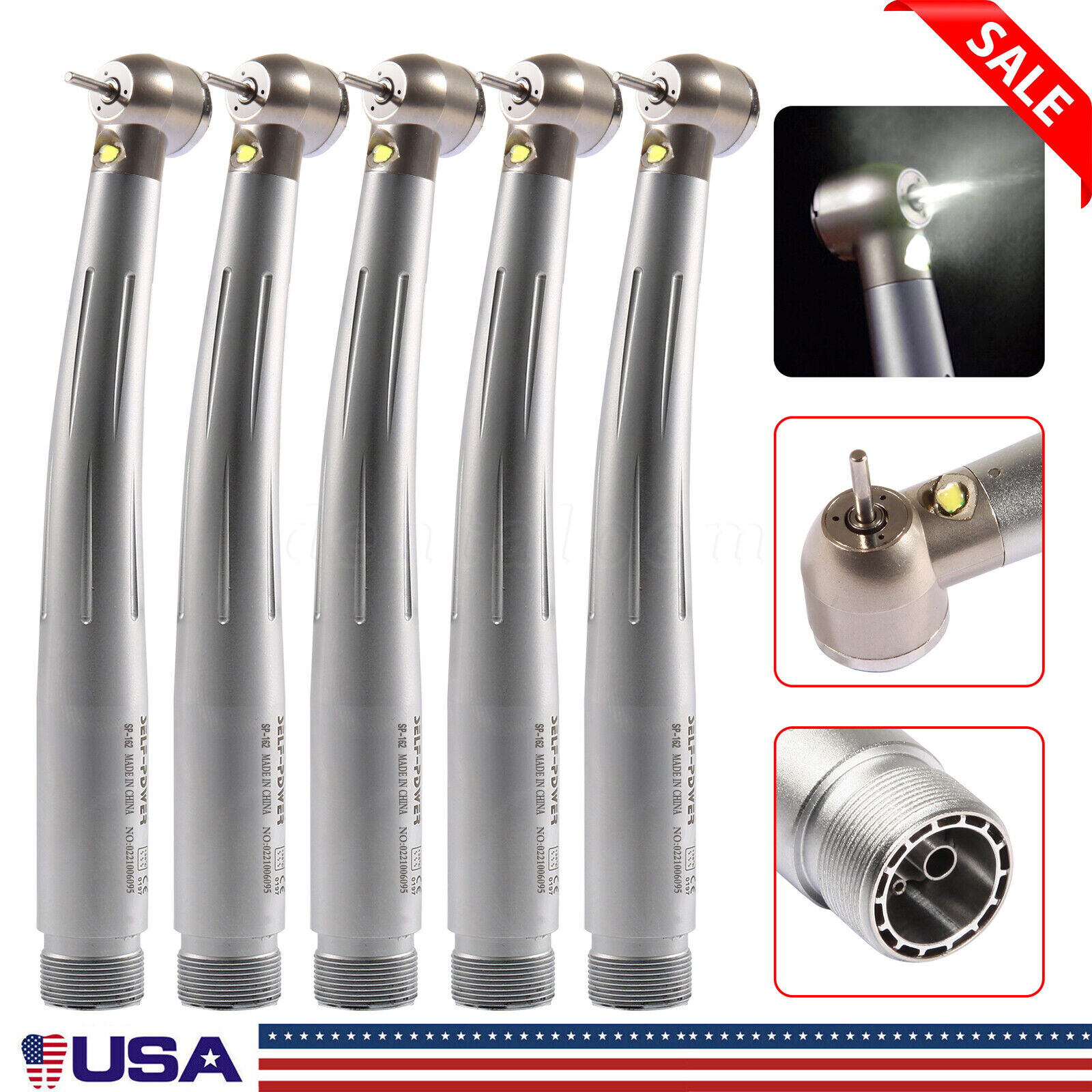 Pieza de mano LED turbina alta velocidad fibra óptica dental estilo NSK 2 Holes
