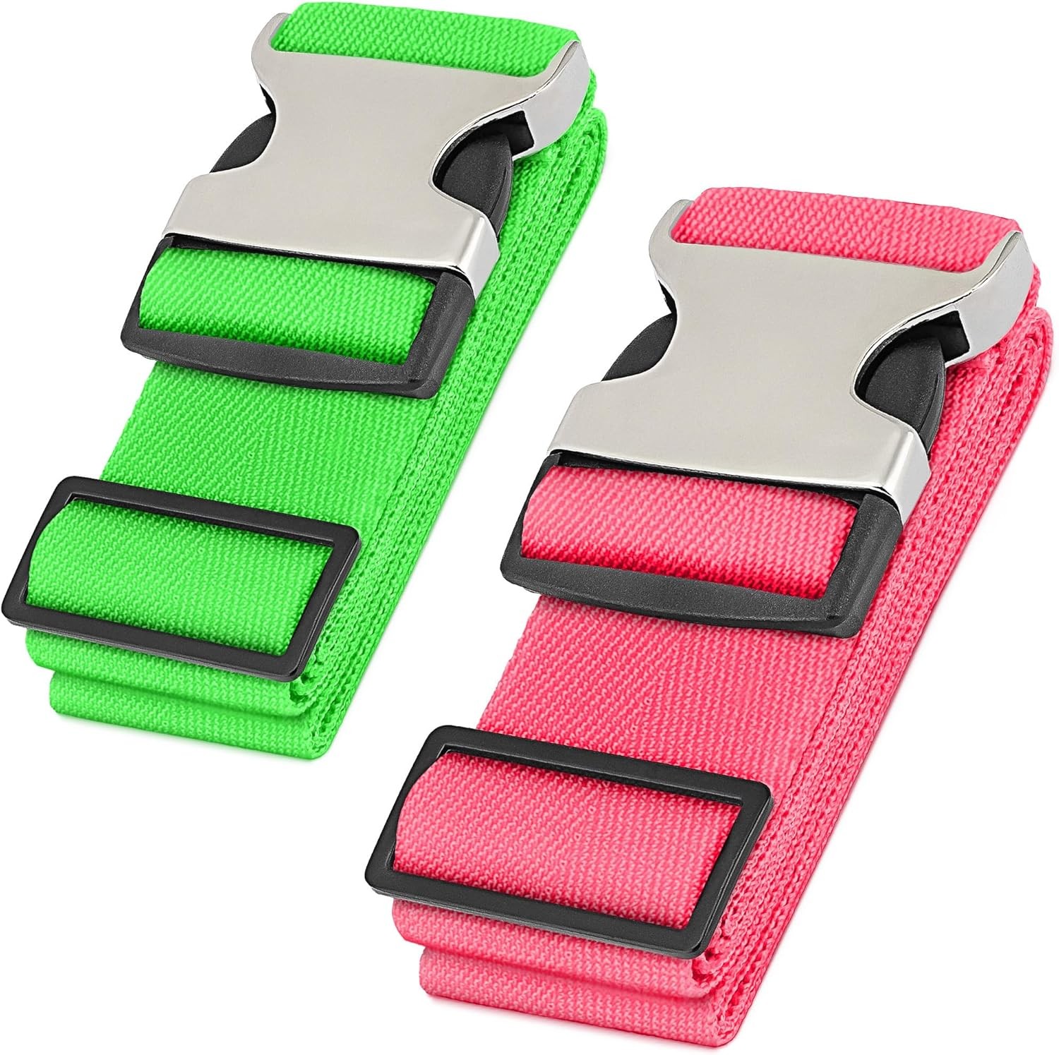 Hero Luggage Straps for Suitcases and Carry-On (2-Pack) Heavy-Duty Green/Pink