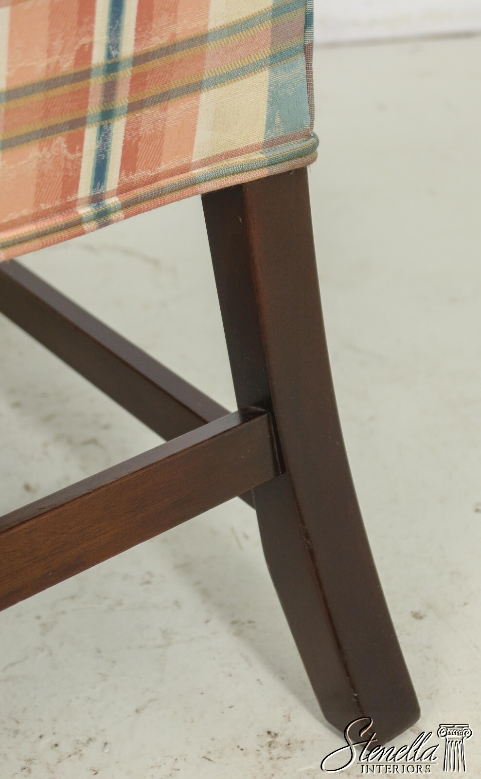 F61252EC: Chippendale Mahogany Upholstered Open Arm Library Chair