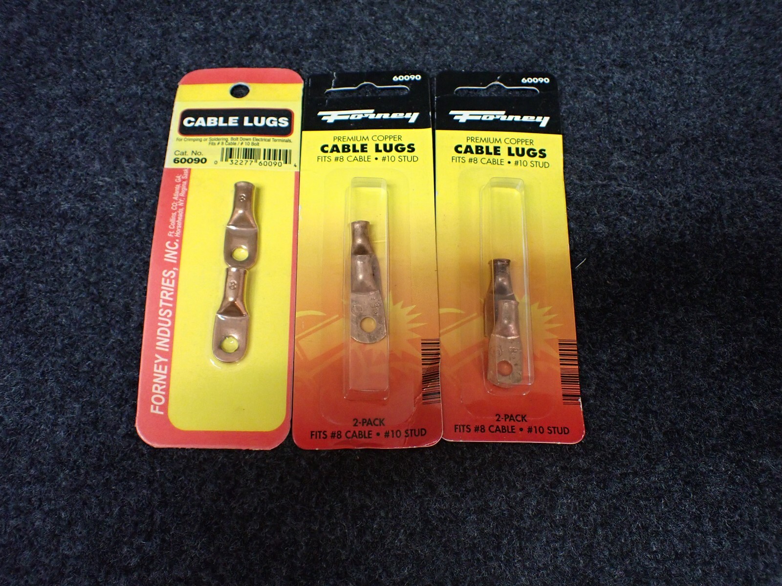 (Lot of 6) NEW Forney 60090 Premium Copper Cable Lugs 8 AWG #10 Bolt (BN6)