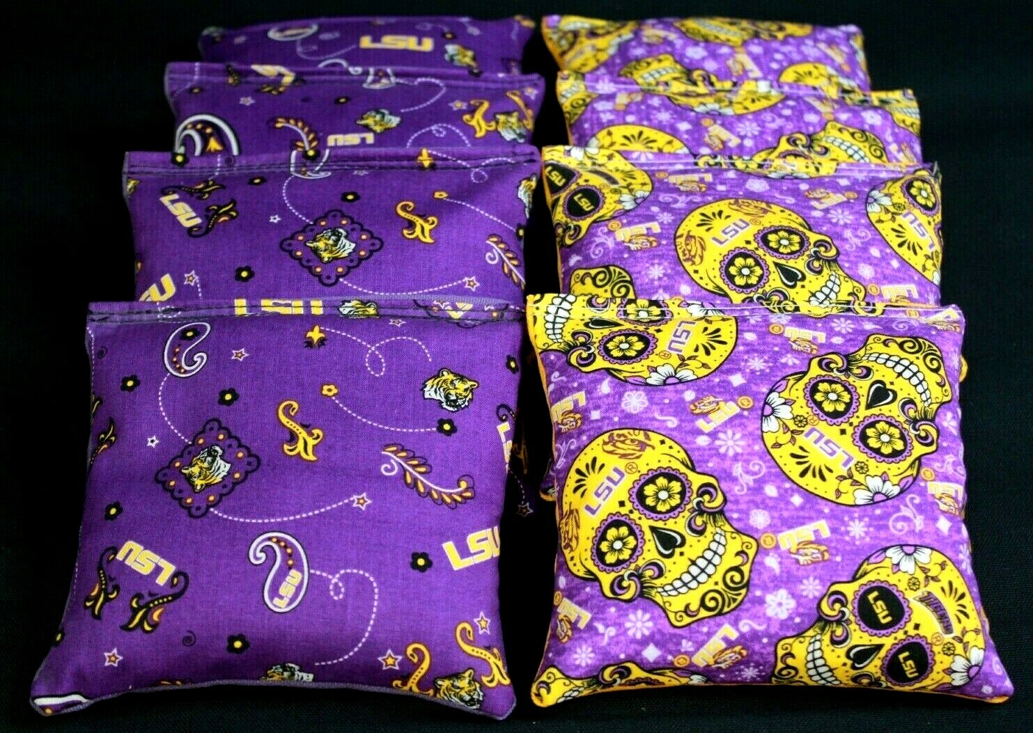 LSU LOUISIANA TIGERS  8 ACA Regulation Cornhole Bean Bags Top Quality Handmade