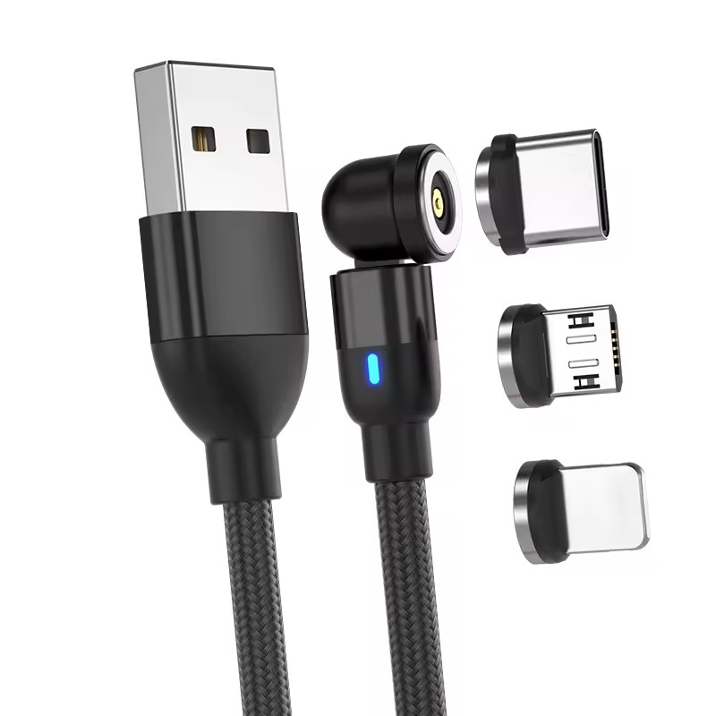 3 in 1 Magnetic Fast Charging USB Data Cable Phone Charger Micro USB Type C A2P*