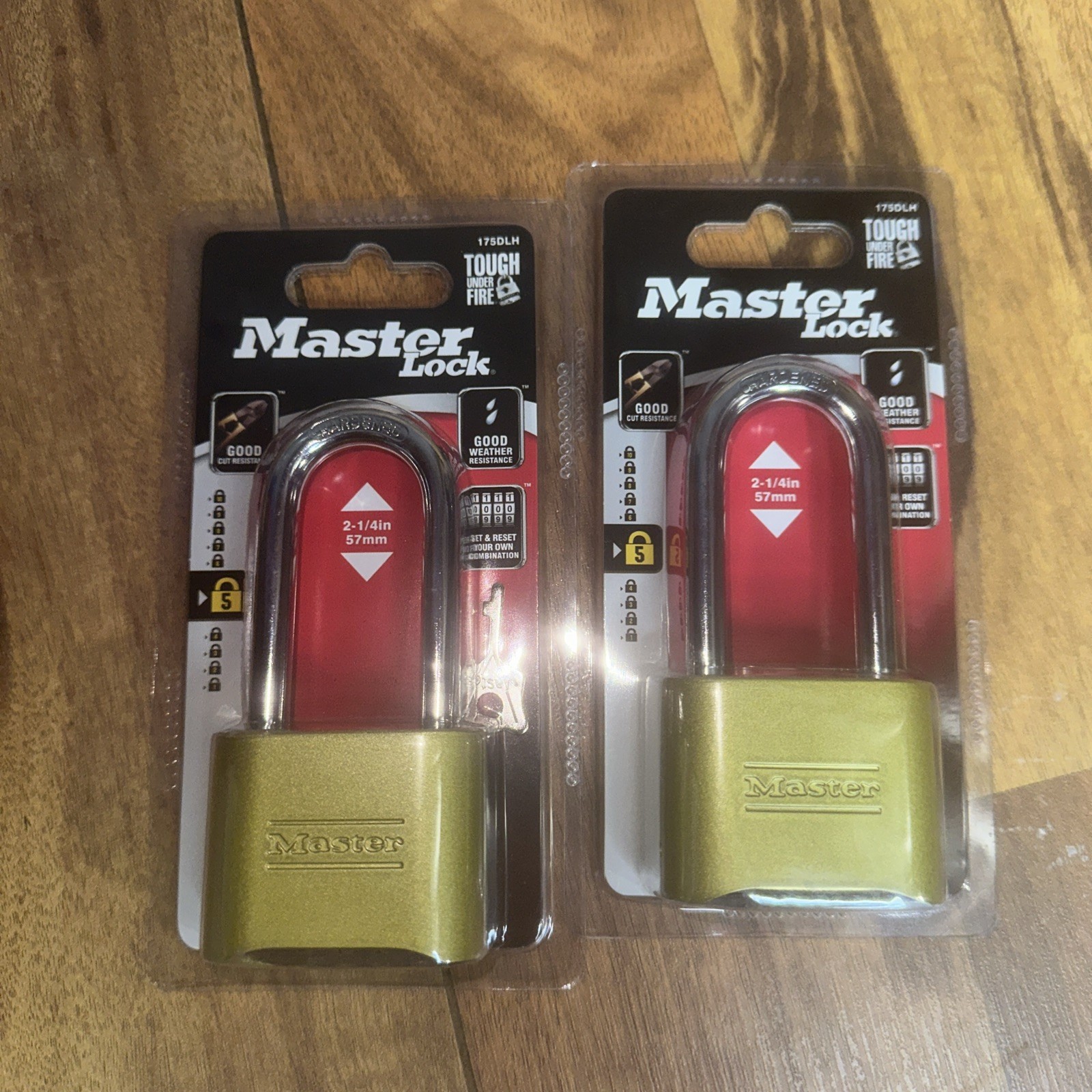 Lot Of -2 Master Lock 175DLH Brass Resettable Combination Padlock 2 x 2-1/4 in.