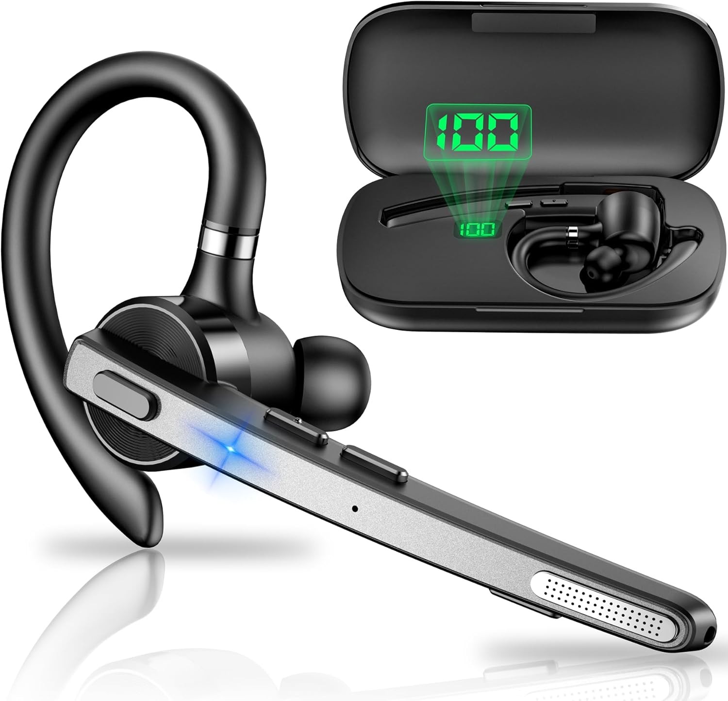 New bee Bluetooth Headset, 72H Talktime Wireless Earpiece for Black