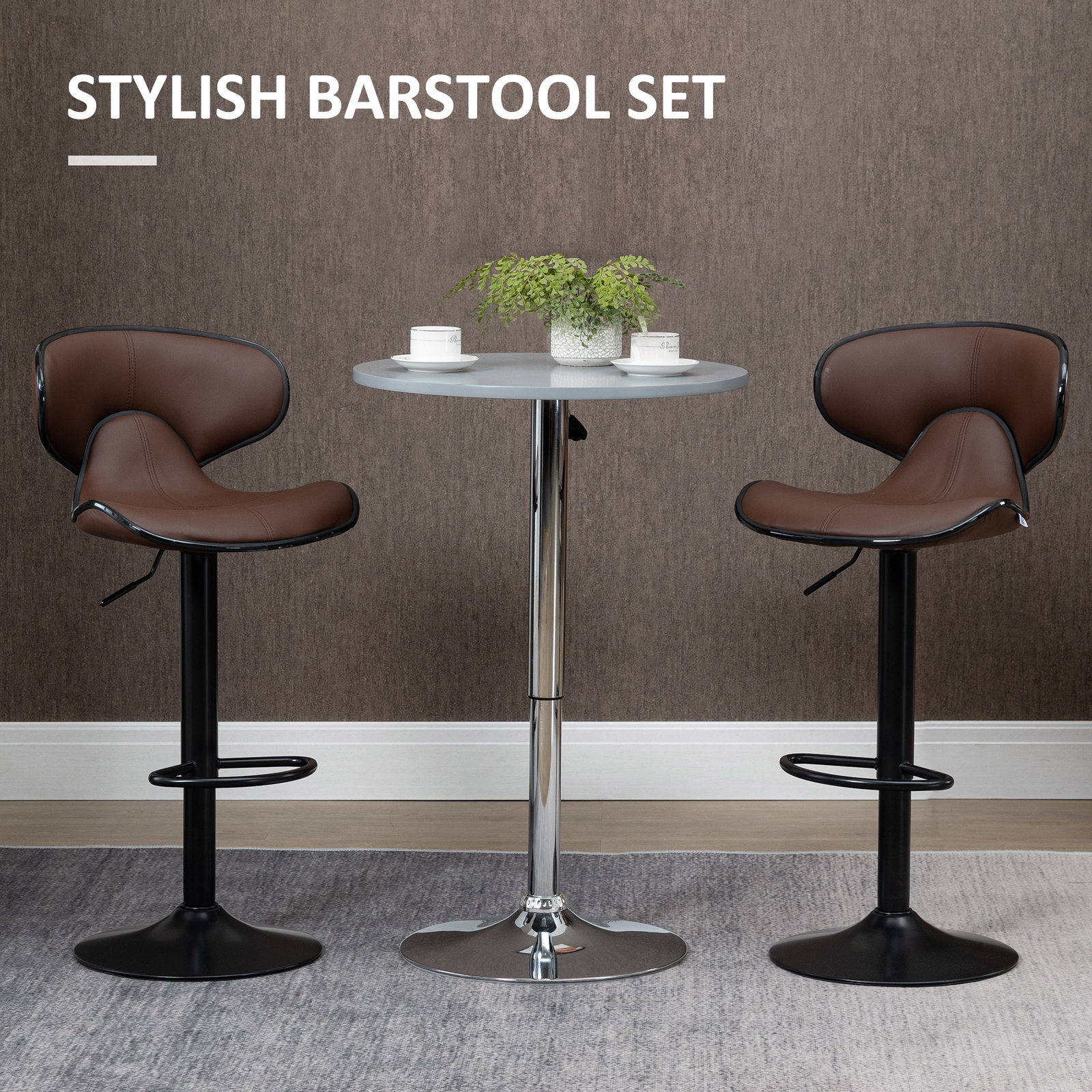 2x Adjustable Swivel PU Bar Stools Kitchen Breakfeast Gas Lift Chairs Stool Set
