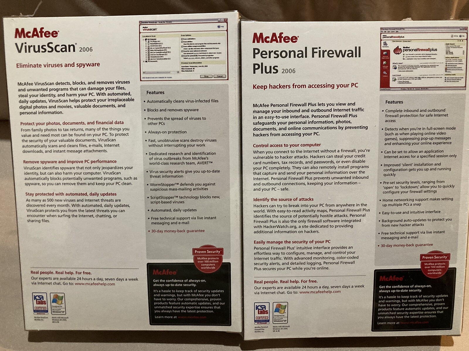 McAfee VirusScan 2006 +Personal Firewall Plus Vintage Security Software Sealed