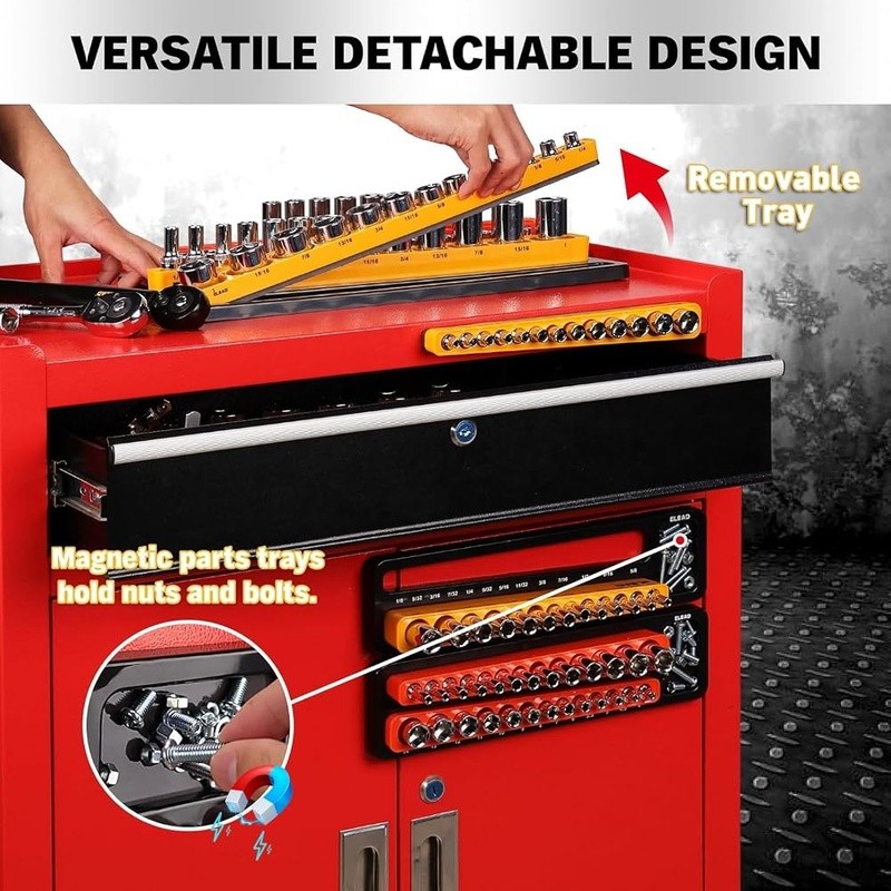 Magnetic Socket Organizer Set Durable Holders W/ Labelled Trays Storage New