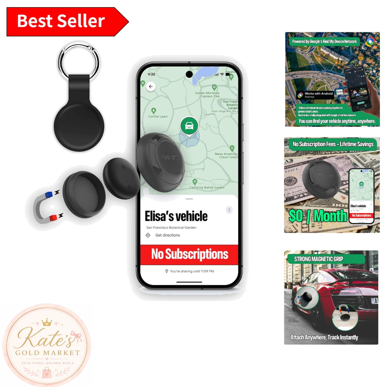 GPS Tracker for Cars & Motorcycles - Compact, Subscription-Free Tracking Device