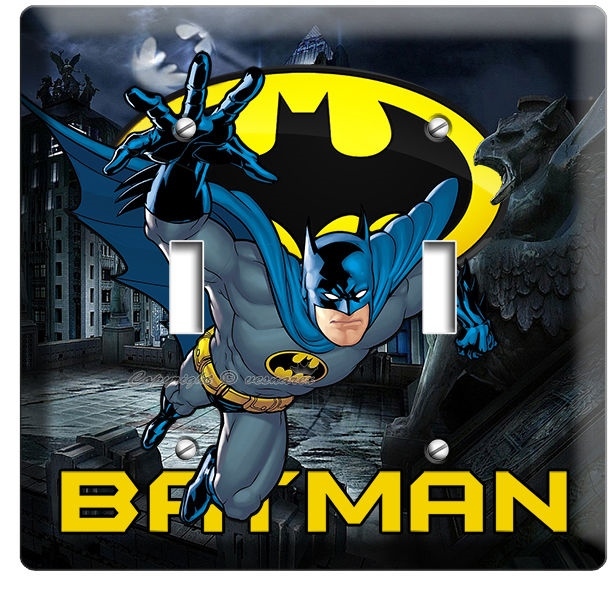 BATMAN RETURNS SUPERHERO DOUBLE LIGHT SWITCH WALL PLATE BOY BEDROOM COMICS DECOR