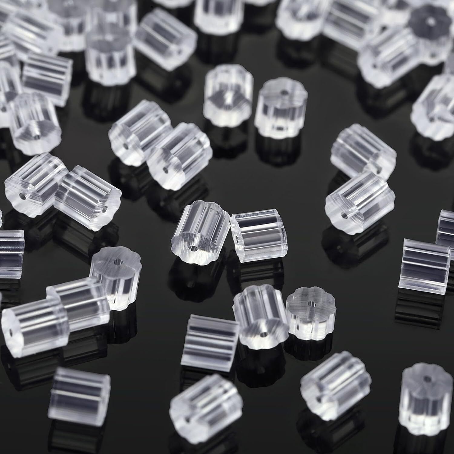 Silicone Earring Backs,100pcs Soft Clear Plastic 100PCS, cylinder clear