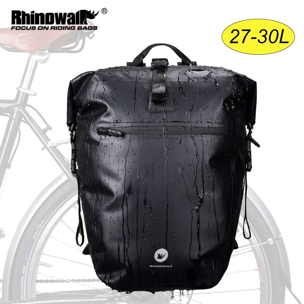 Rhinowalk Multifunctional Waterproof Bike Pannier Bag 27L Travel Backpack 1pc