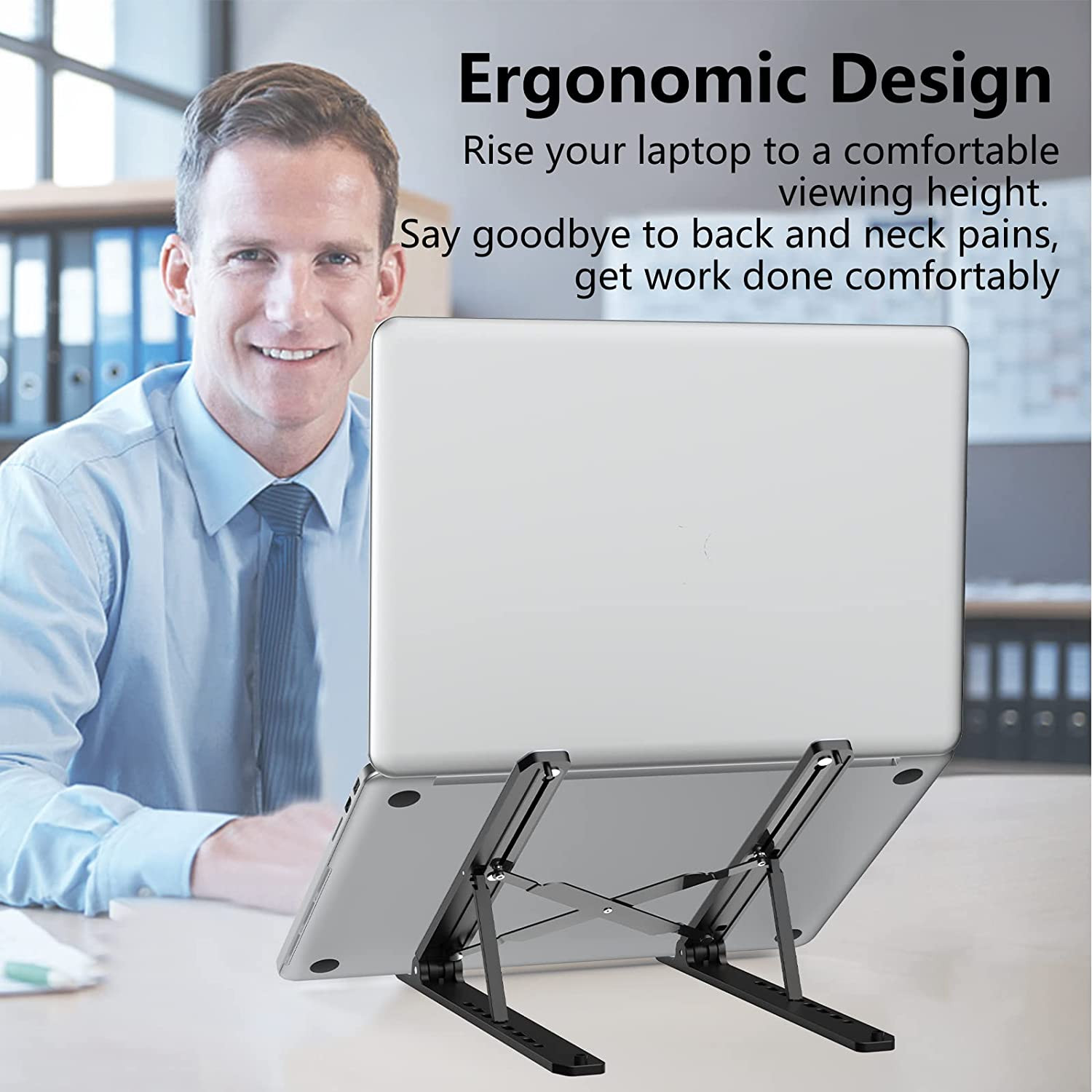 Laptop Stand for Desk, Adjustable Laptop Riser Abs+Silicone Foldable Portable No
