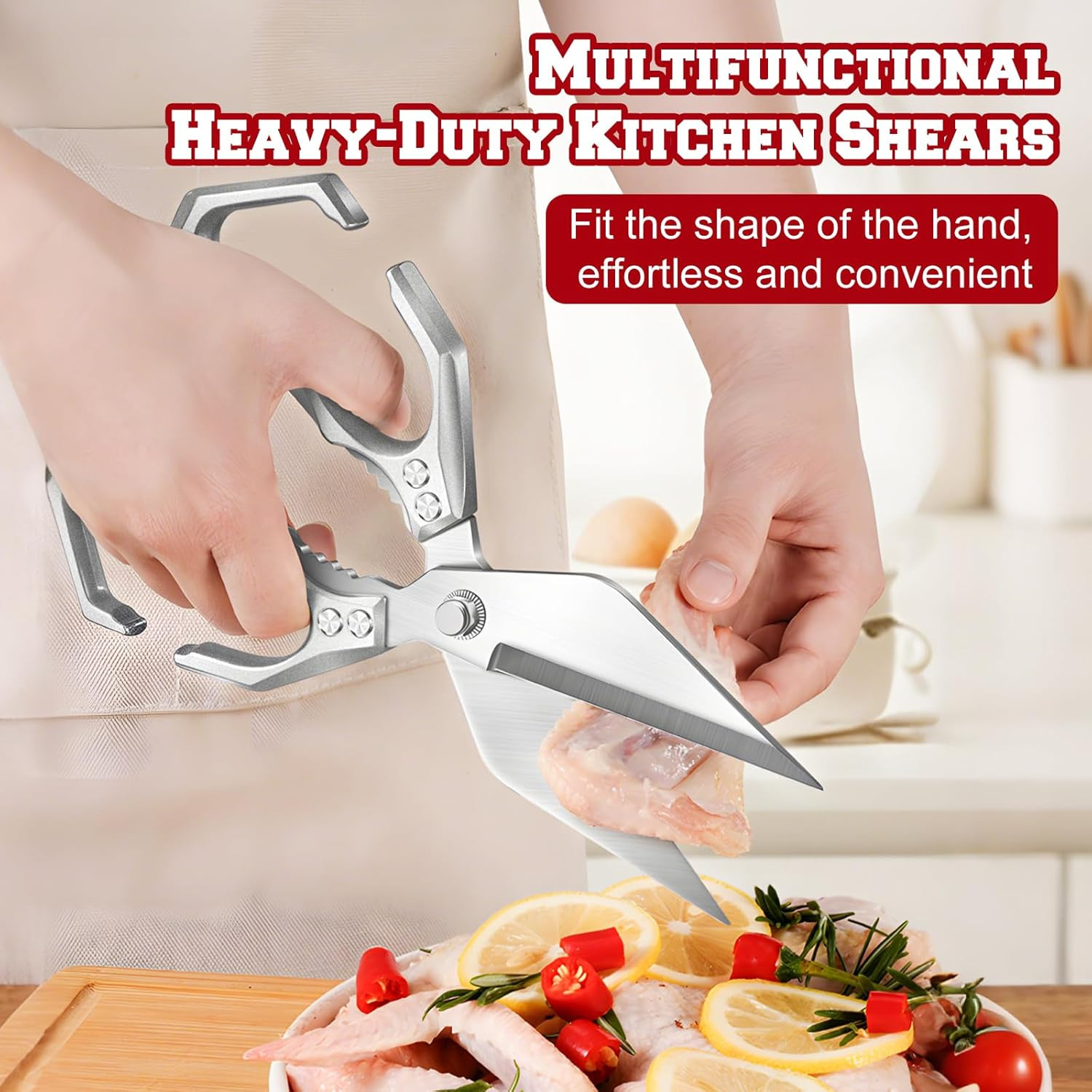 Multifunctional Heavy-Duty Kitchen Shears,oultry Scissors,Stainless Silver