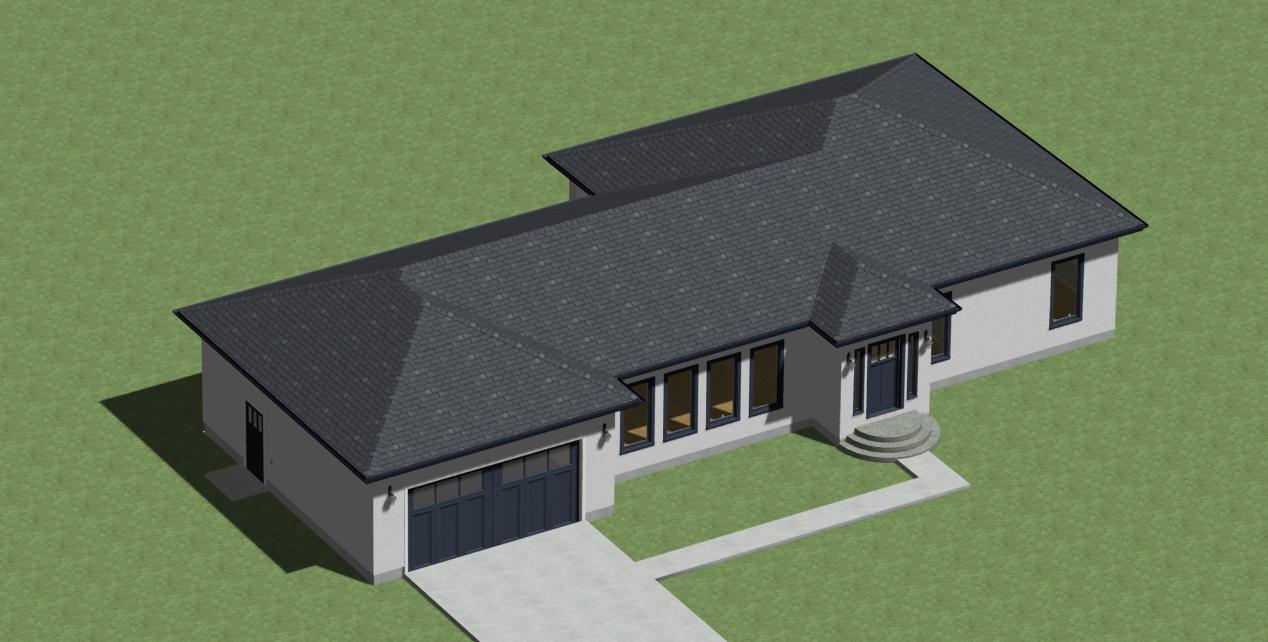 House Plans Modern Style ( 1570 sq.ft.)  3 Bedrooms, Outdoor Deck. PDF files.*