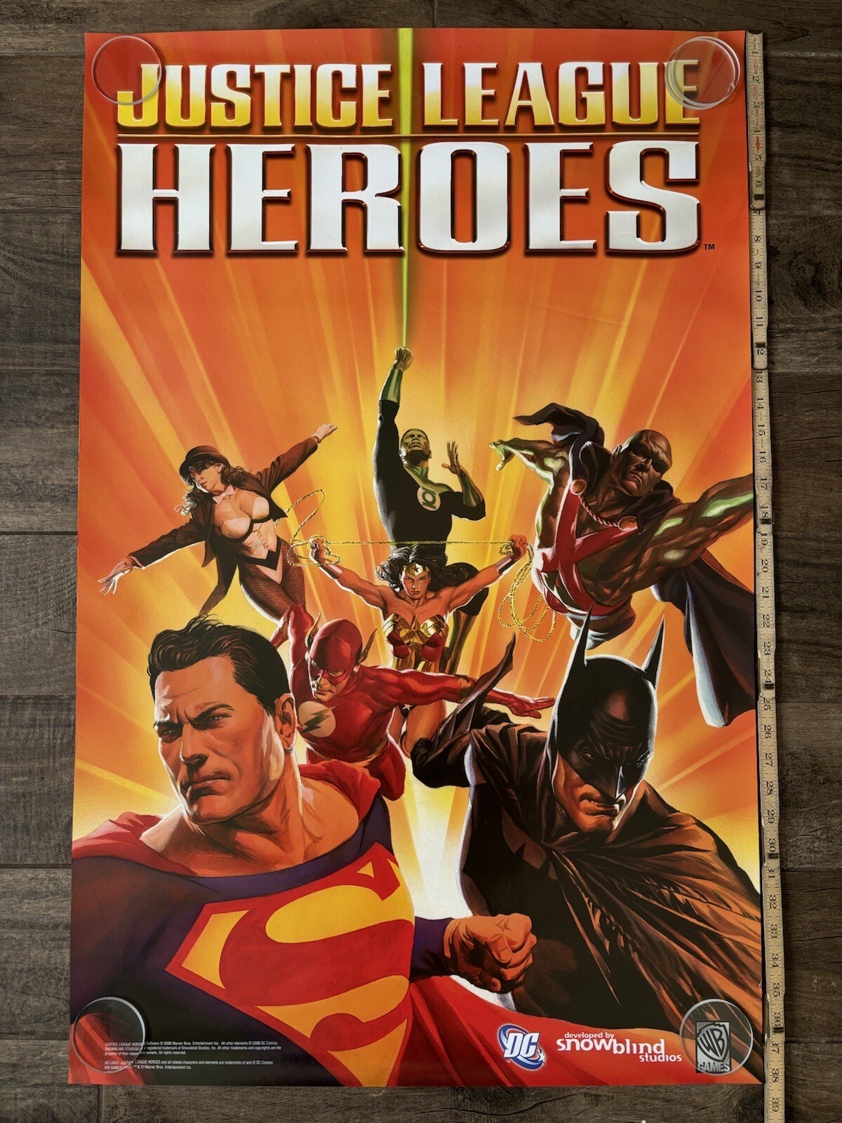 Justice League Heroes 2006 Video Game Promo Poster 38x25 Alex Ross Art DC Comics