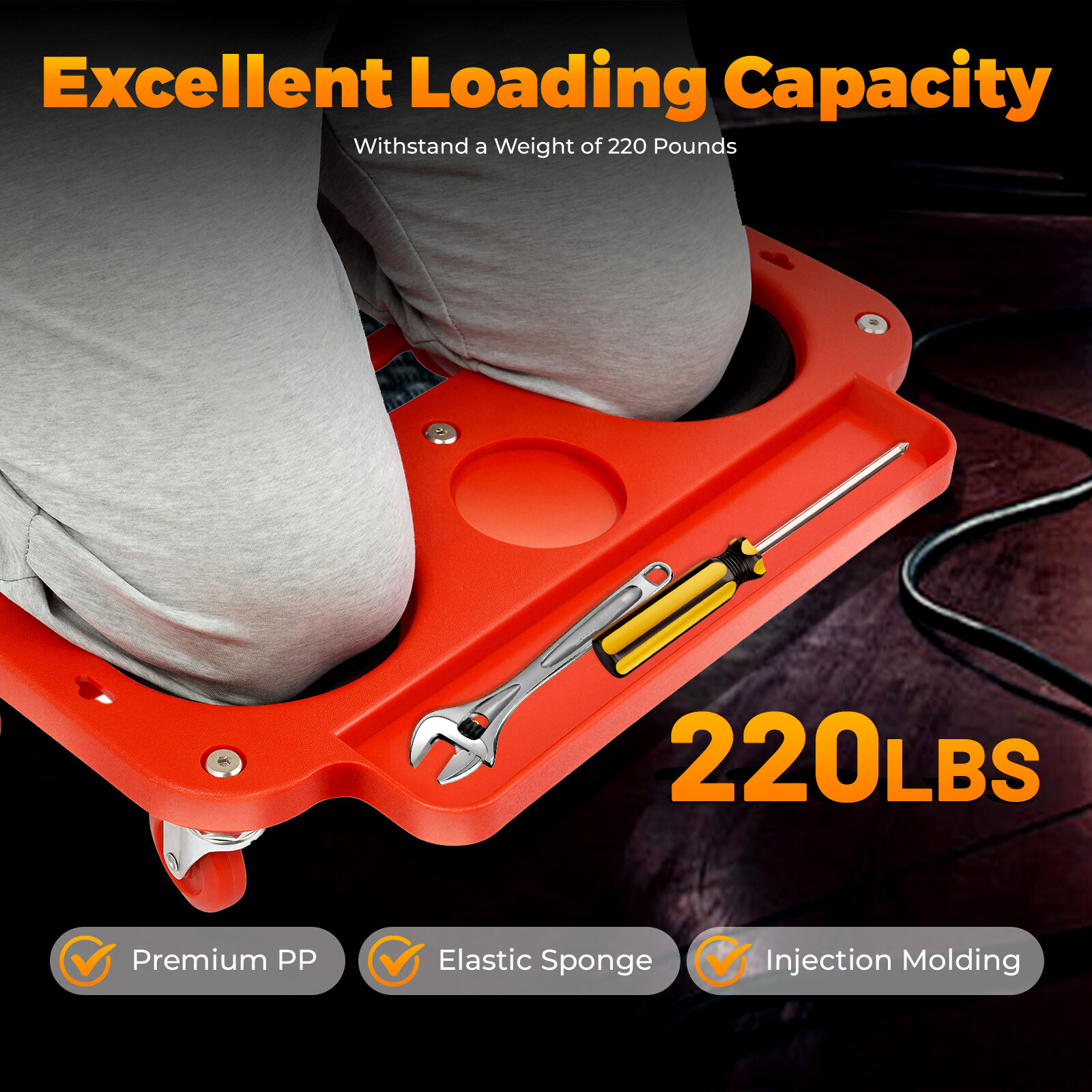 Knee Pad Rolling Wheels Padded Knee Creeper for Work Construction Job Site Tool