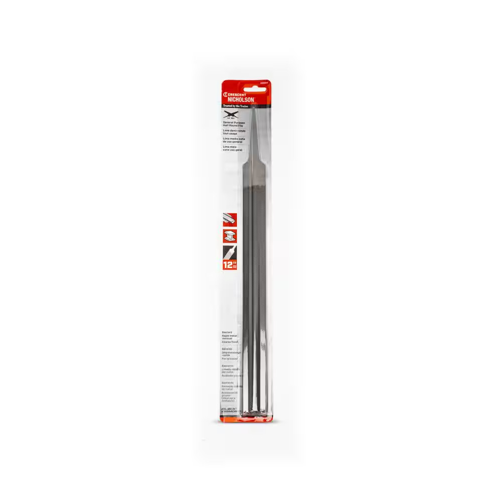 Nicholson 12 In. Double Cut Bastard Half round File
