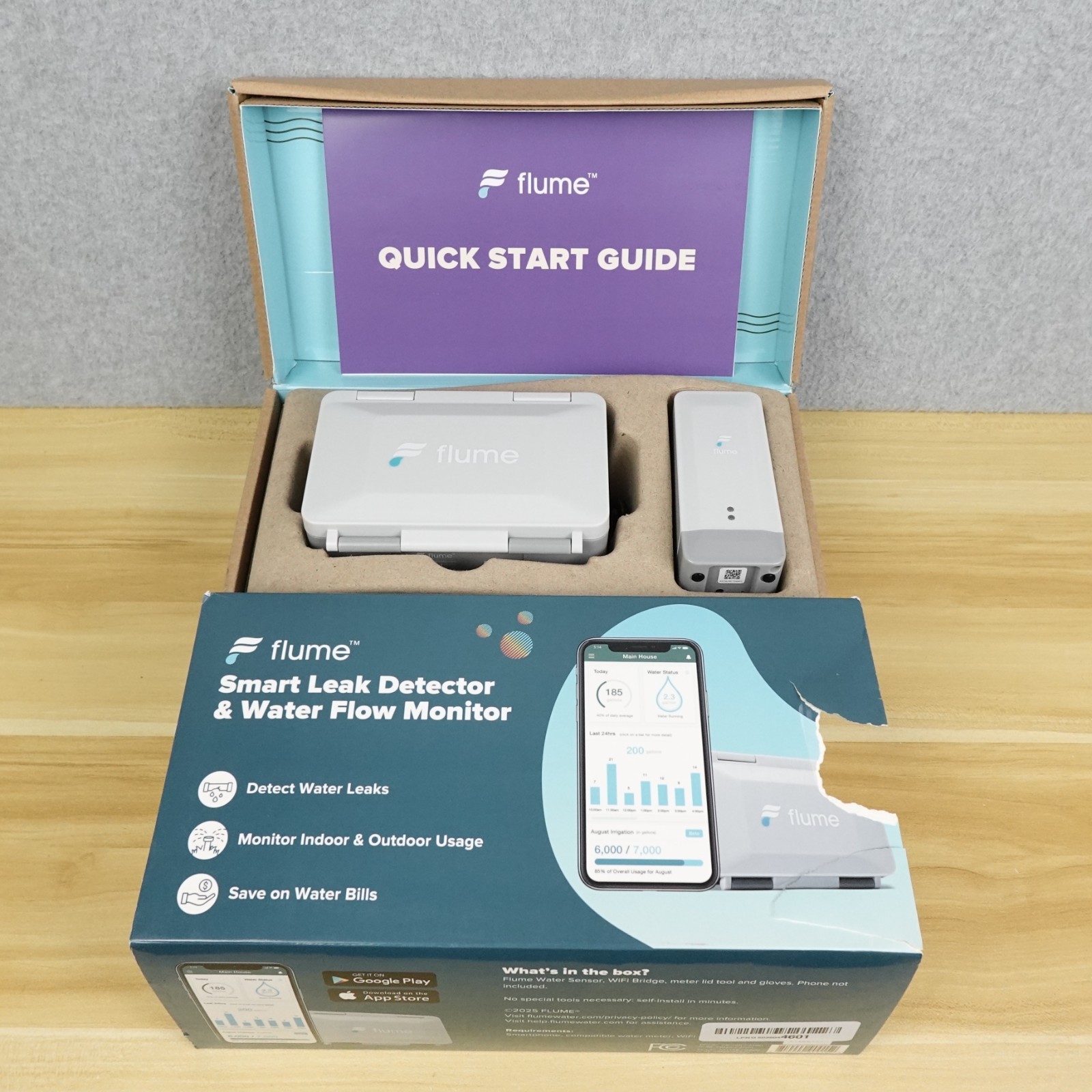 Flume Smart Leak Detector Water Flow Monitor Indoor or Outdoor WiFi & Sensor