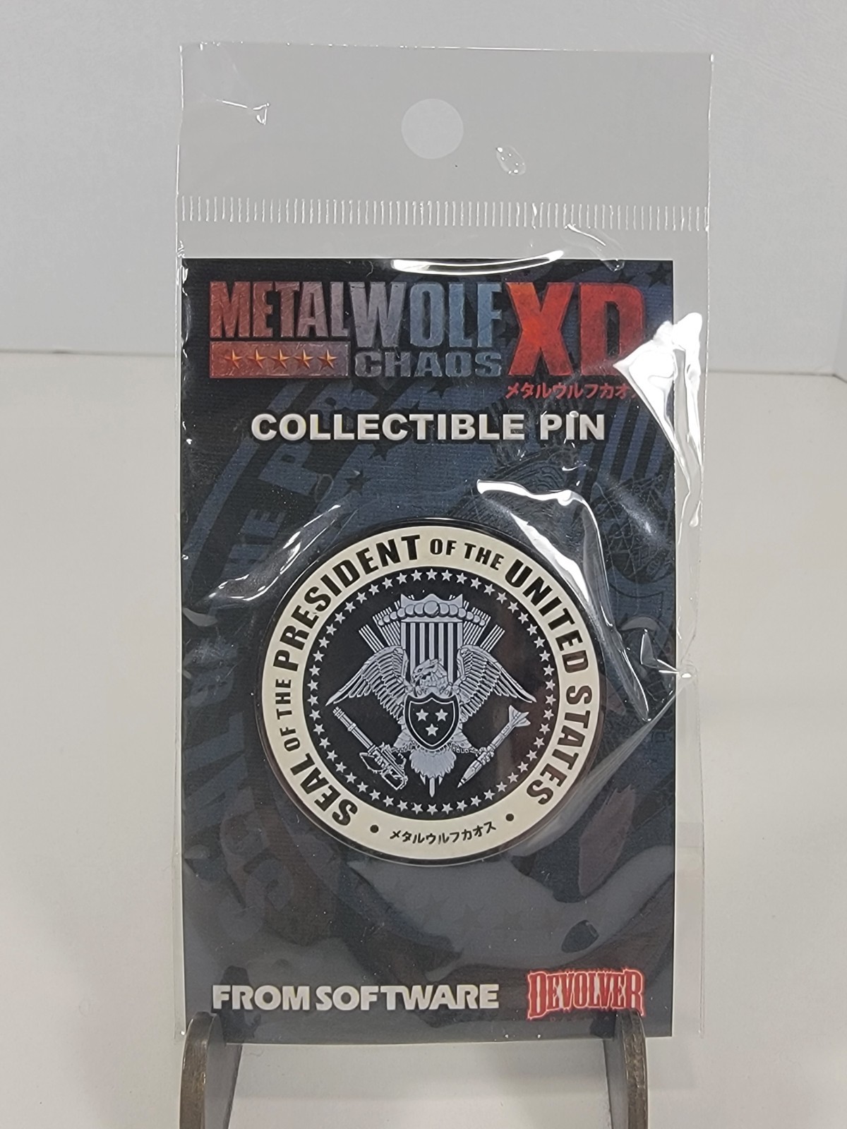 Metal Wolf Chaos Enamel Pin "Seal of the President" Devolver Digital Promo - NEW
