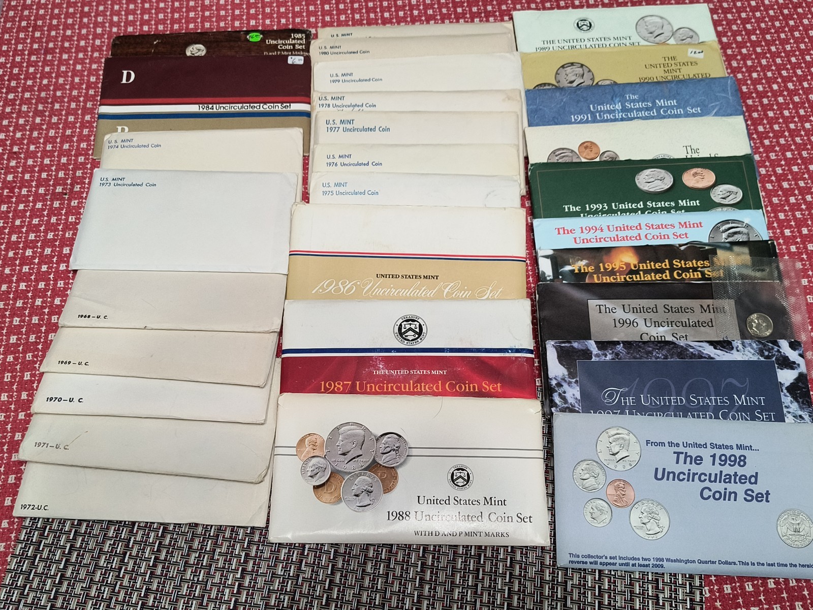 1968 - 1998 Run Mint Sets lot of 29 (No 1982 Or 1983 ) Includes 1996 W Dime