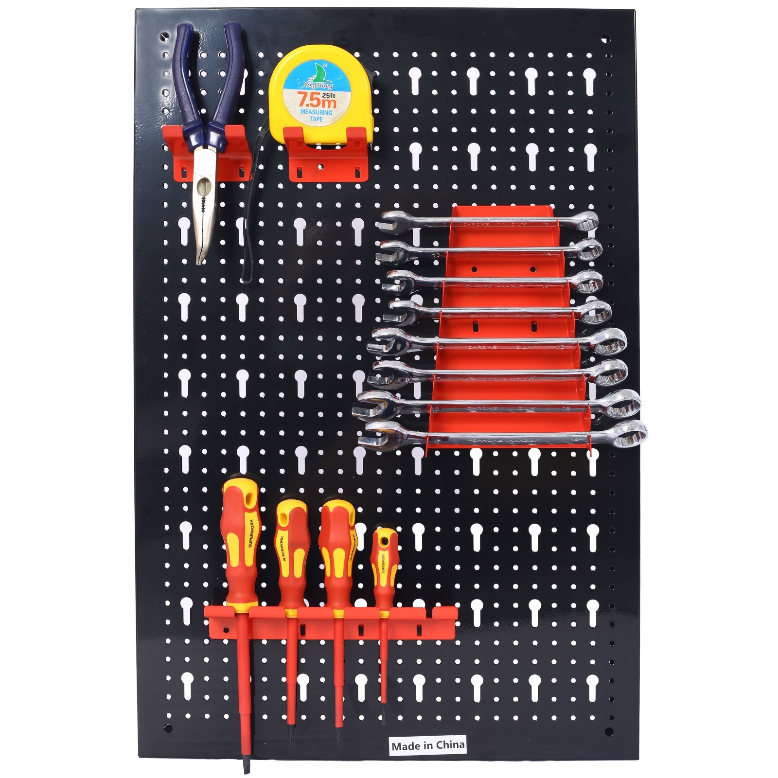 4ft Metal Pegboard Tool Organizer w/ 3 Boards & Hooks for Garage Workshop
