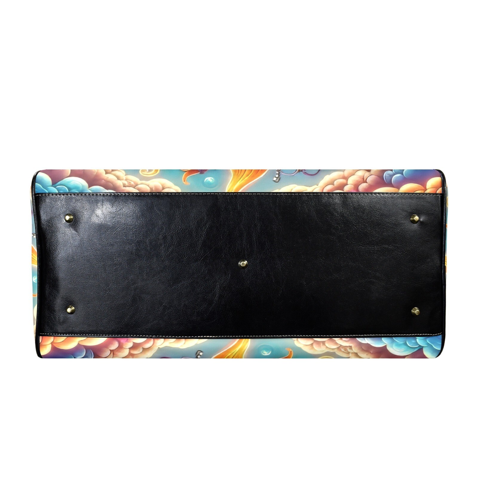 large leather travel bag. Peace flower power
