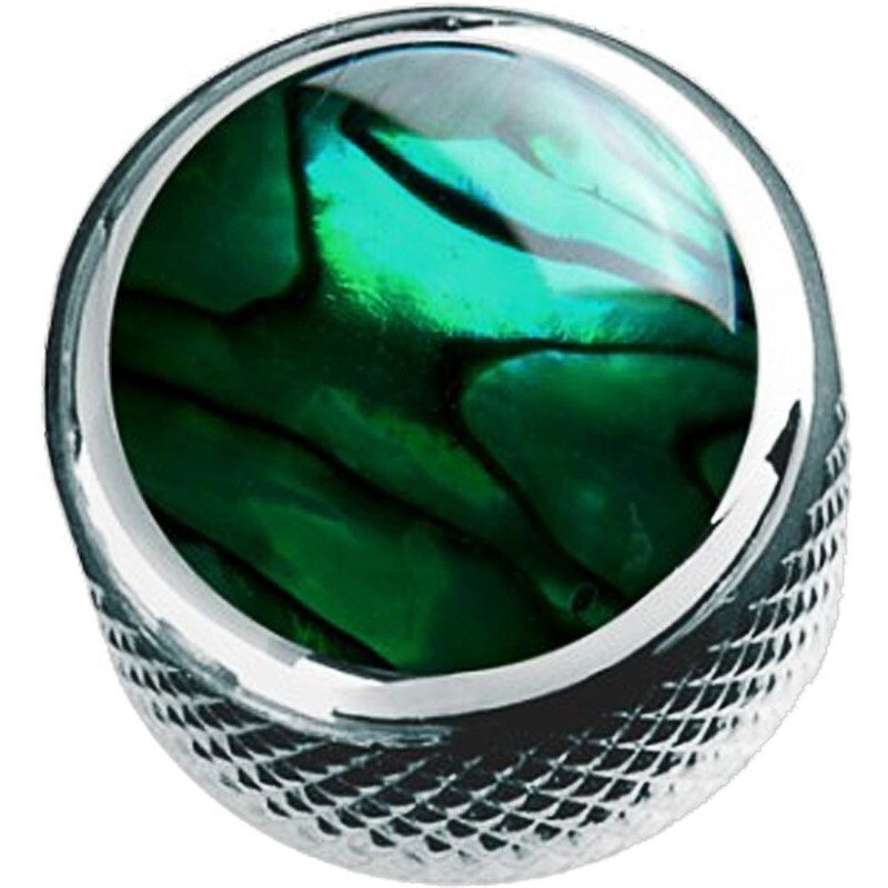 NEW - Q-Parts Dome Knob - GREEN ABALONE ON CHROME, KCD-0014