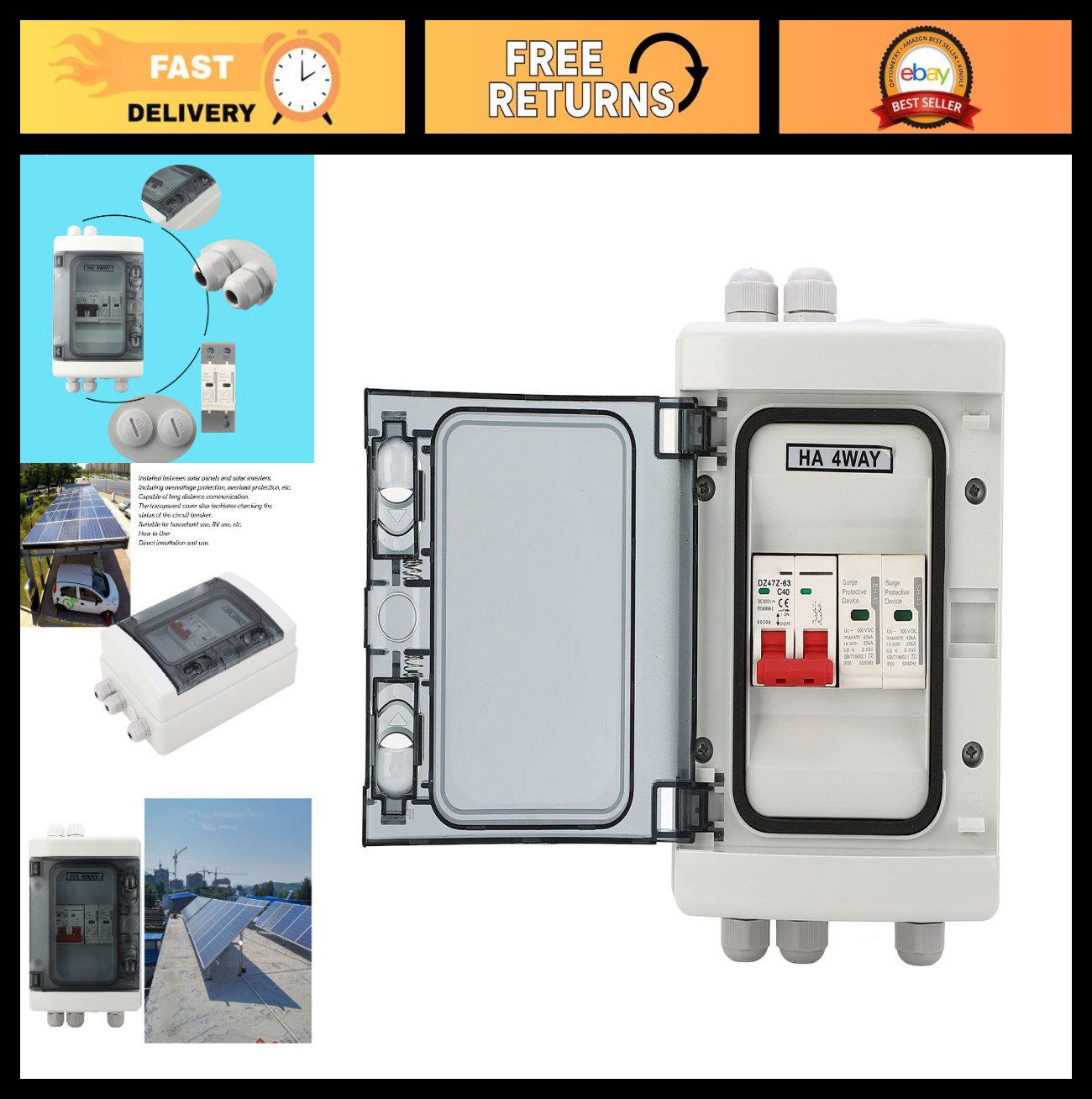 Solar Disconnect Switch - 500V PV Miniature Isolator with IP65 Box for Outdoor U