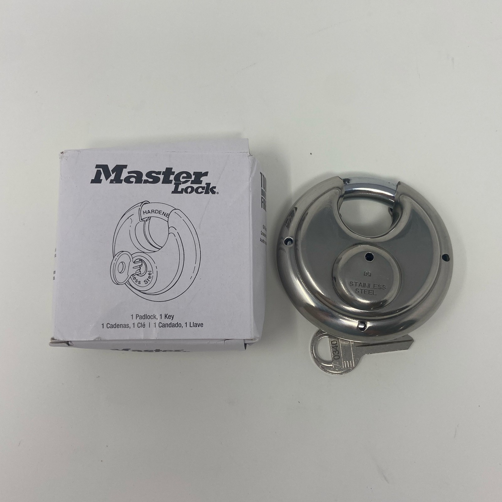 Master Lock No.40 Discus Padlock, Stainless Steel, 2-3/4 in