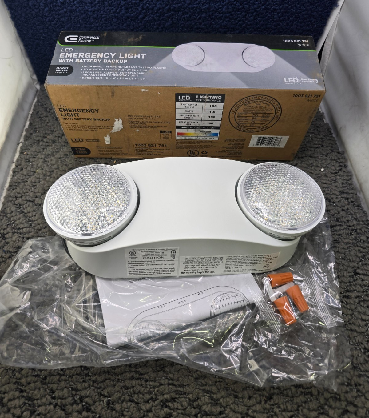 Commercial Electric 1003 821 751: LED Emergency Light with Battery Backup White