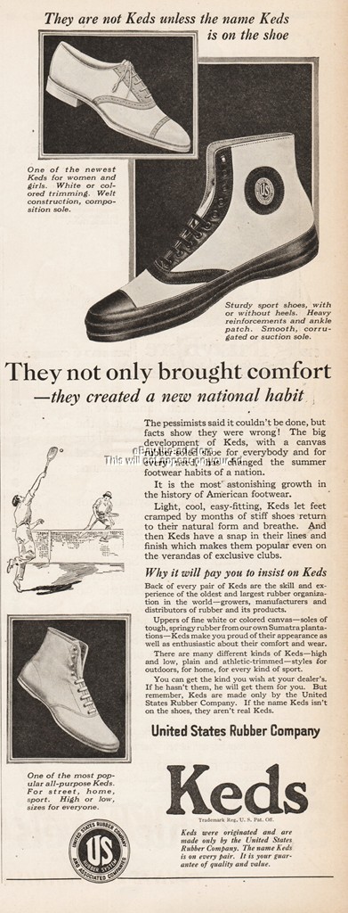 1922 Keds United States Rubber Shoes Men's Women's Footwear Sneakers Tennis Ad