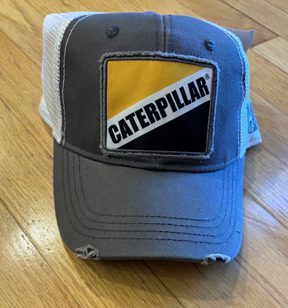Caterpillar CAT Equipment Trucker Gray Retro Twill Mesh Diesel Cap Hat NEW