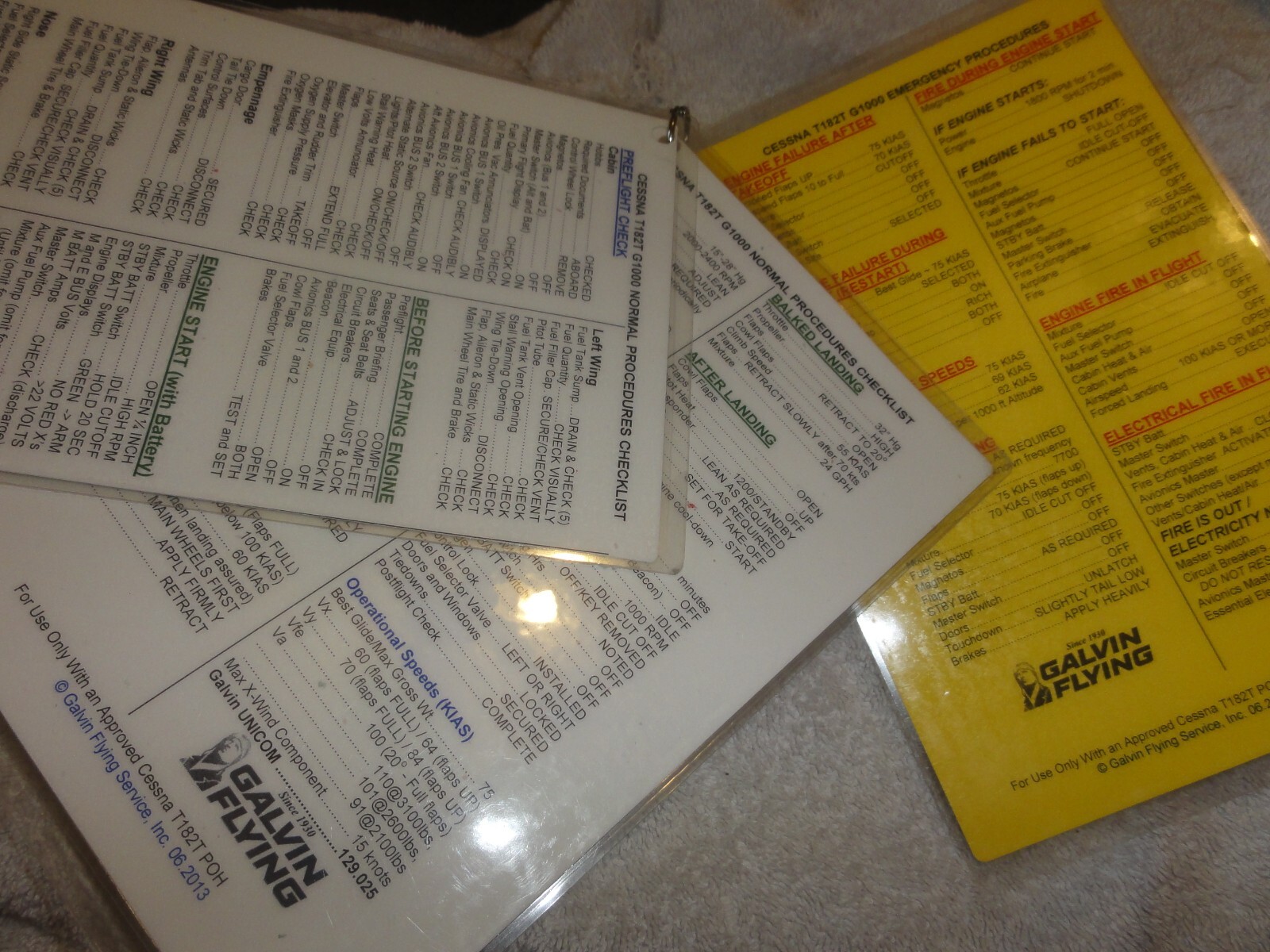 NEW Cessna T182T G1000 Laminated Card Aircraft Normal Flight Procedure Checklist