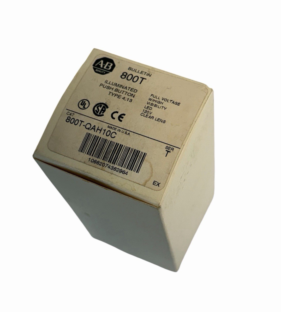 NIB ALLEN BRADLEY 800T-QAH10C PUSH BUTTON SER. T CLEAR LENS LED 120V